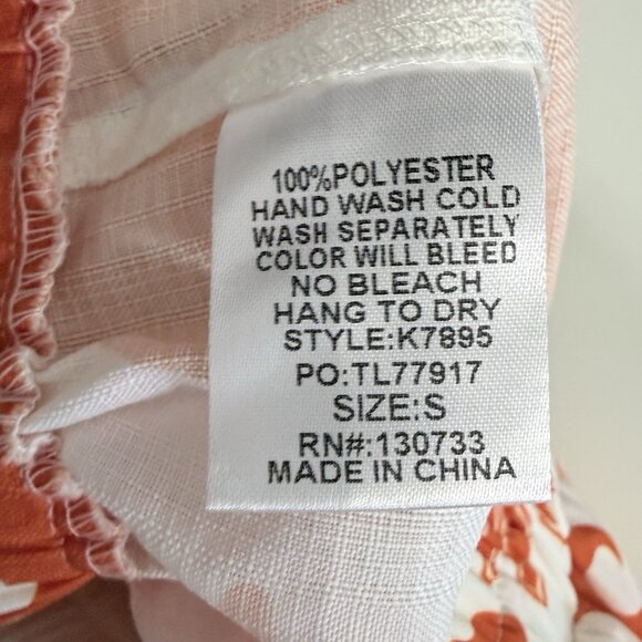 Umgee NWOT Wide Leg Pants Size Small Orange White Print Casual Boho Festival - Picture 7 of 8